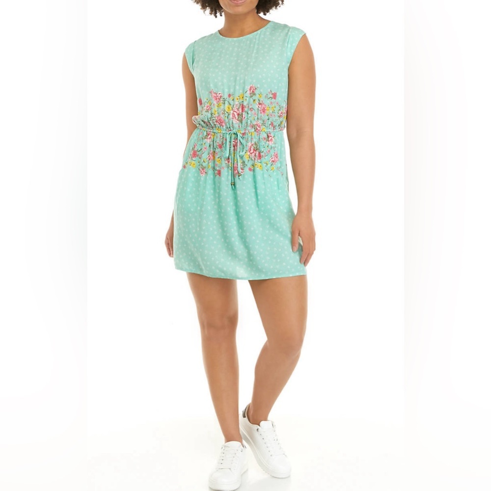 BEBOP | Green Floral Mini Swing Dress Sz M